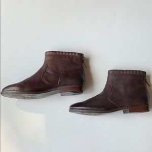OTBT - “Tilton” Dark Brown Leather Ankle Boots